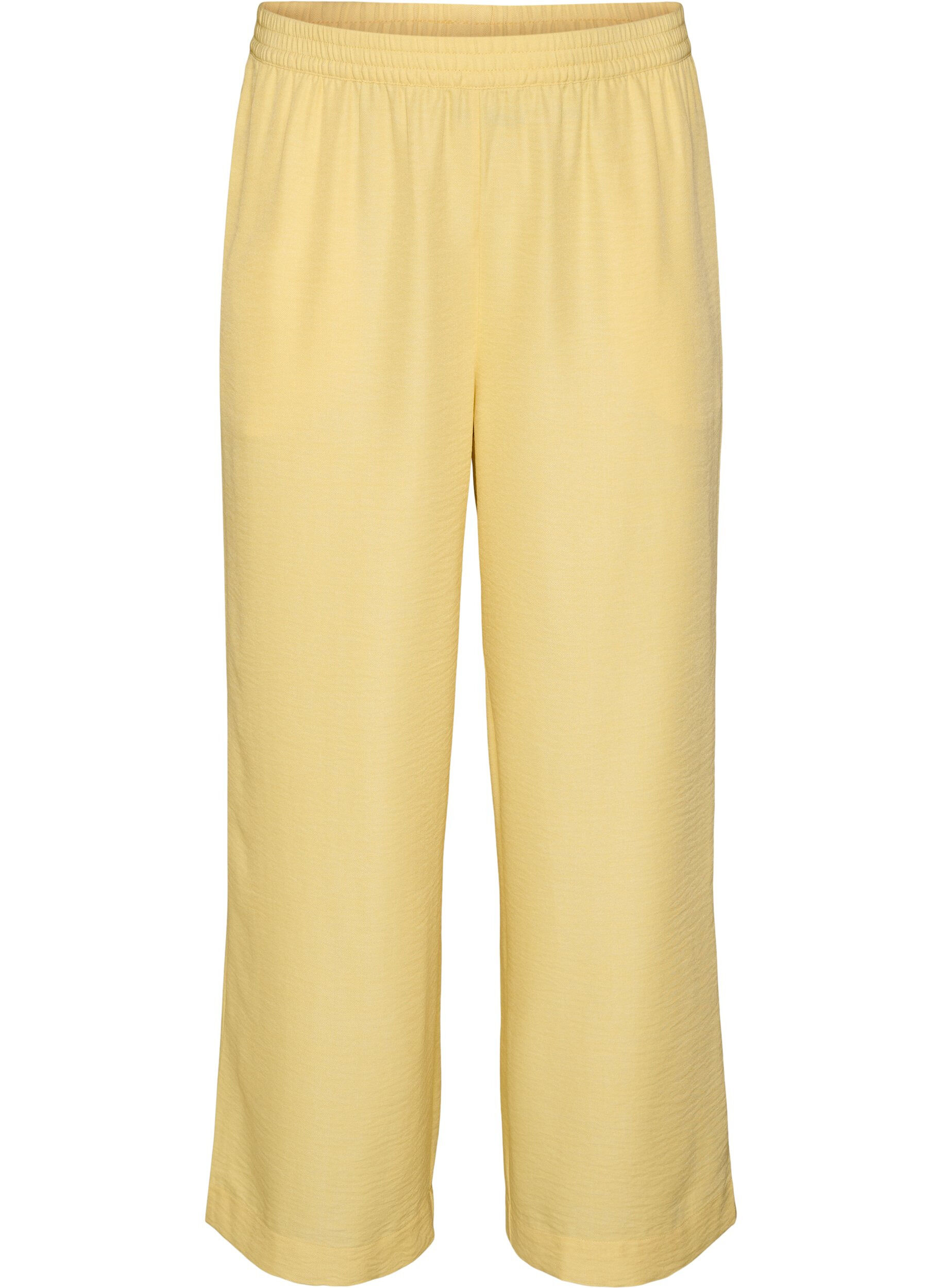 ZizzifashionLoose trousers with elasticated waistband and pockets, Yellow, Packshot image number 0