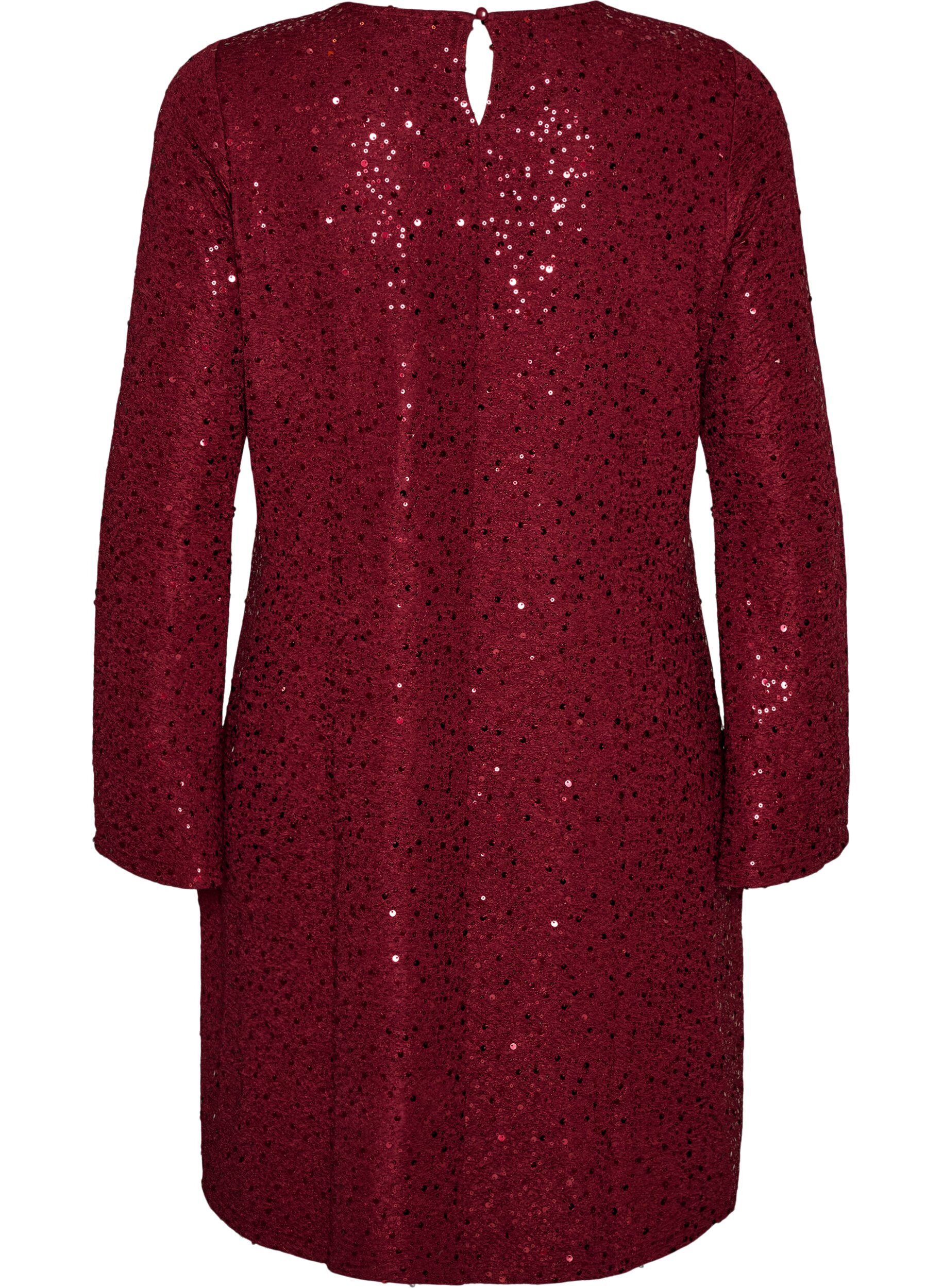 ZizzifashionShort sequin dress with an A-line shape, Red, Packshot image number 1