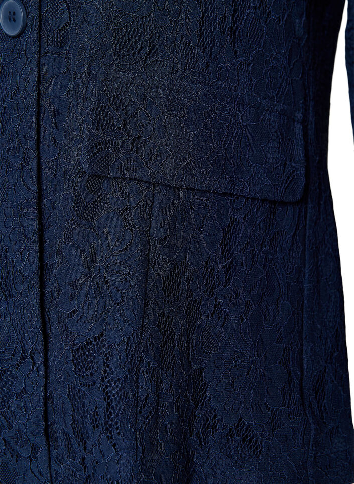 Lace blazer with button closure, Blue, Packshot image number 3