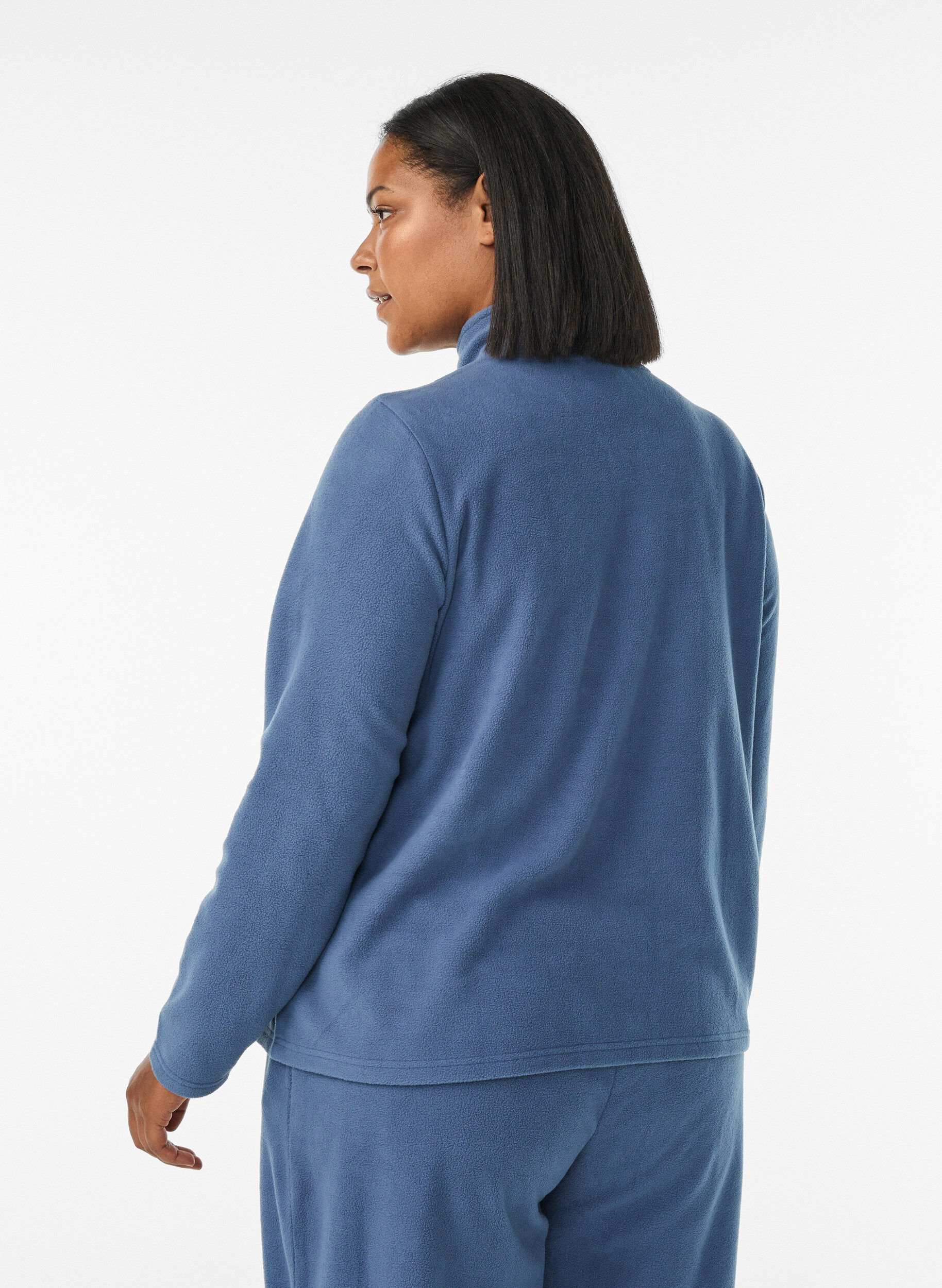 ZizzifashionFleece top with zipper and high collar, Blue, Model image number 2