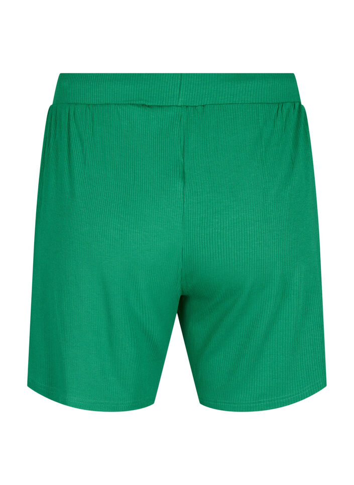 Loose-fitting viscose shorts with ribbing, Jolly Green, Packshot image number 1