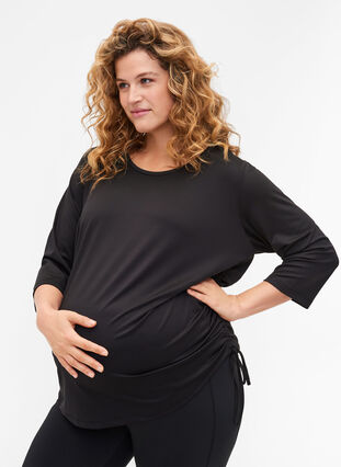 Maternity training blouse with 3/4 sleeves, Black, Model image number 0