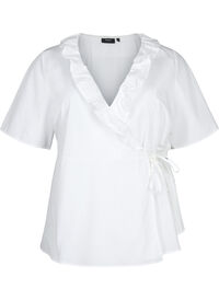Short sleeve blouse with ruffle detail