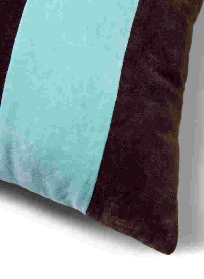 Striped cushion cover in velour, Seal Brown Comb, Packshot image number 2