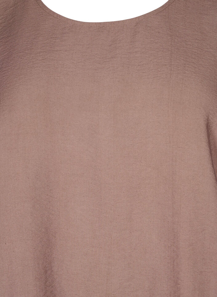 Short-sleeved blouse with elastic hem, Brown, Packshot image number 2