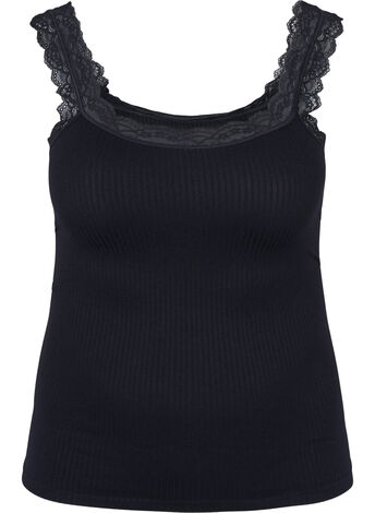 Plain ribbed undershirt with lace