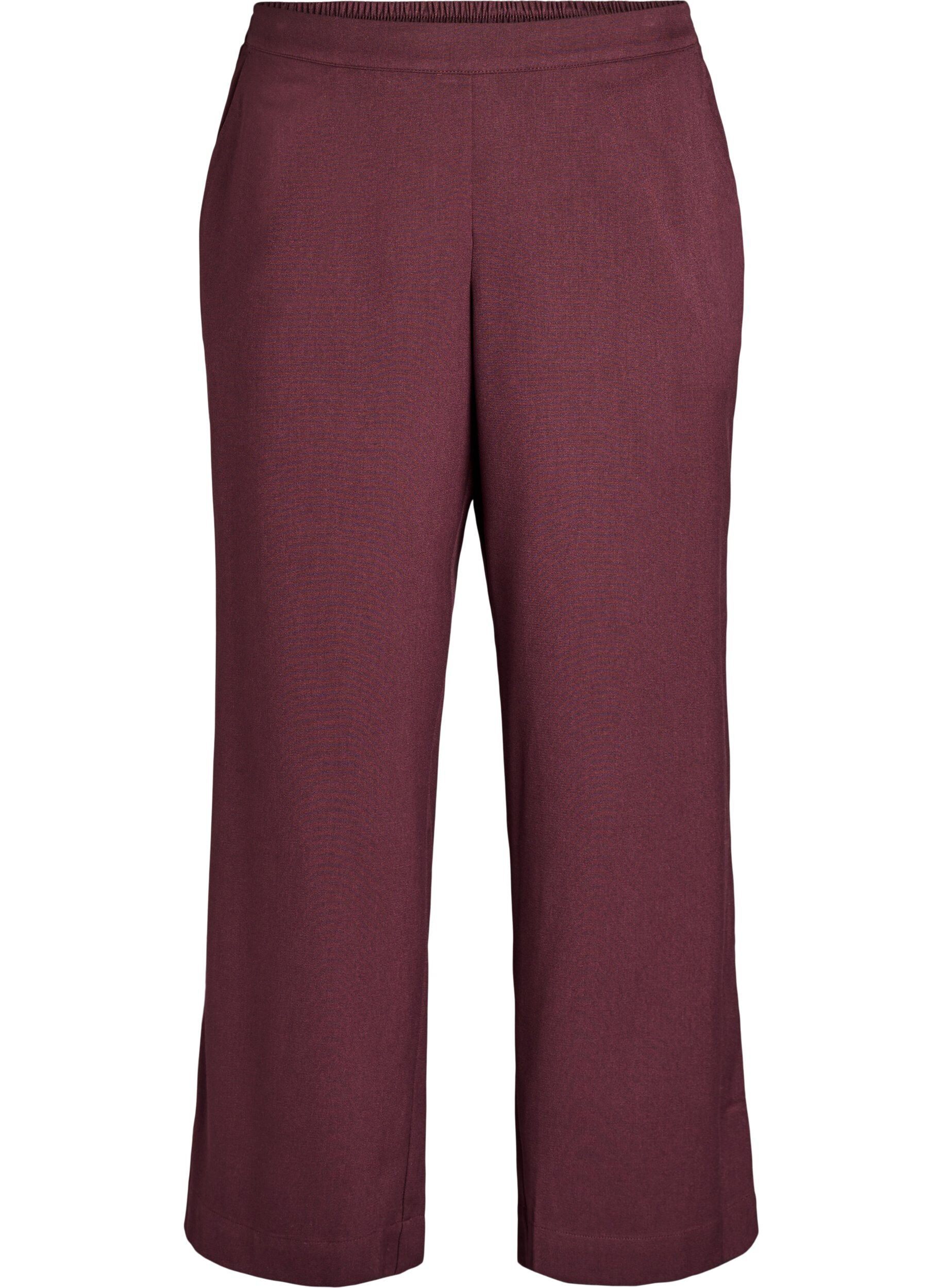 Zizzifashion Wide-leg trousers with a high waist, Dark Bordeaux, Packshot image number 0