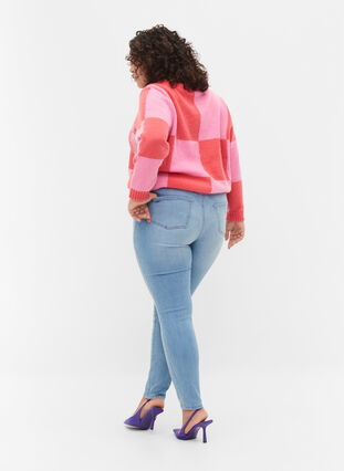 High waisted Amy jeans with super slim fit, Light blue, Model image number 1