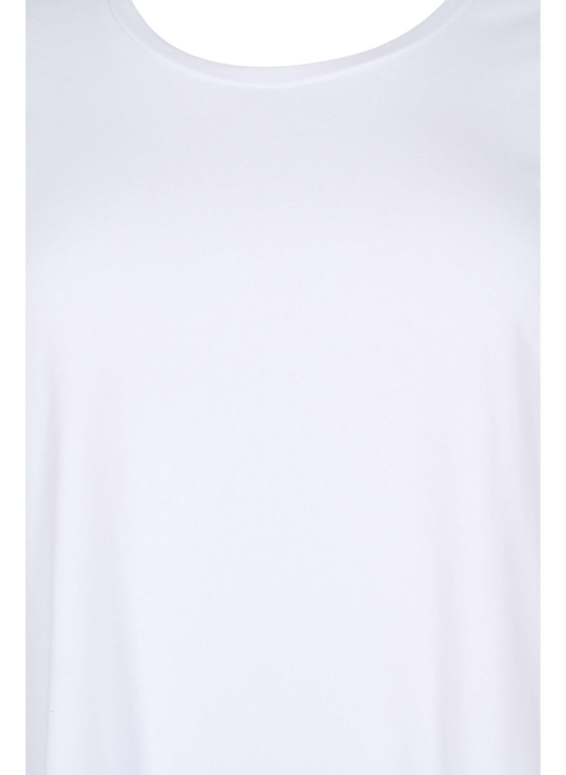 ZizzifashionBasic cotton t-shirt with 3/4 sleeves, White, Packshot image number 2