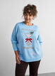Knitted blouse with a Christmas motif, Light Blue, Model image number 0