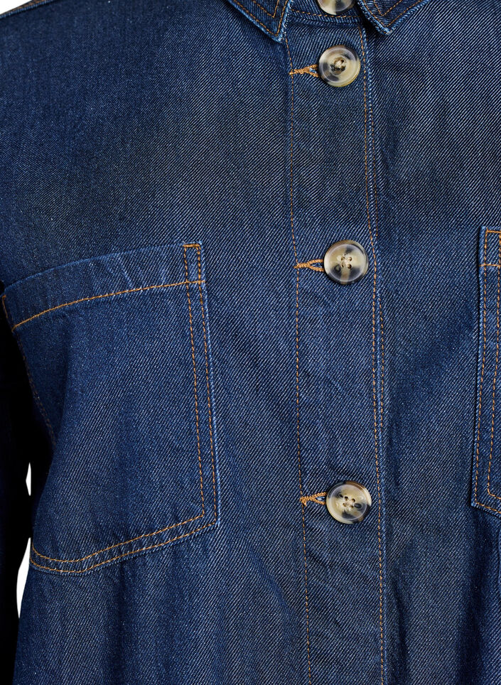 Loose denim shirt with chest pockets, Blue, Packshot image number 2