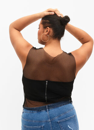 Sleeveless top with stones, Black, Model image number 1