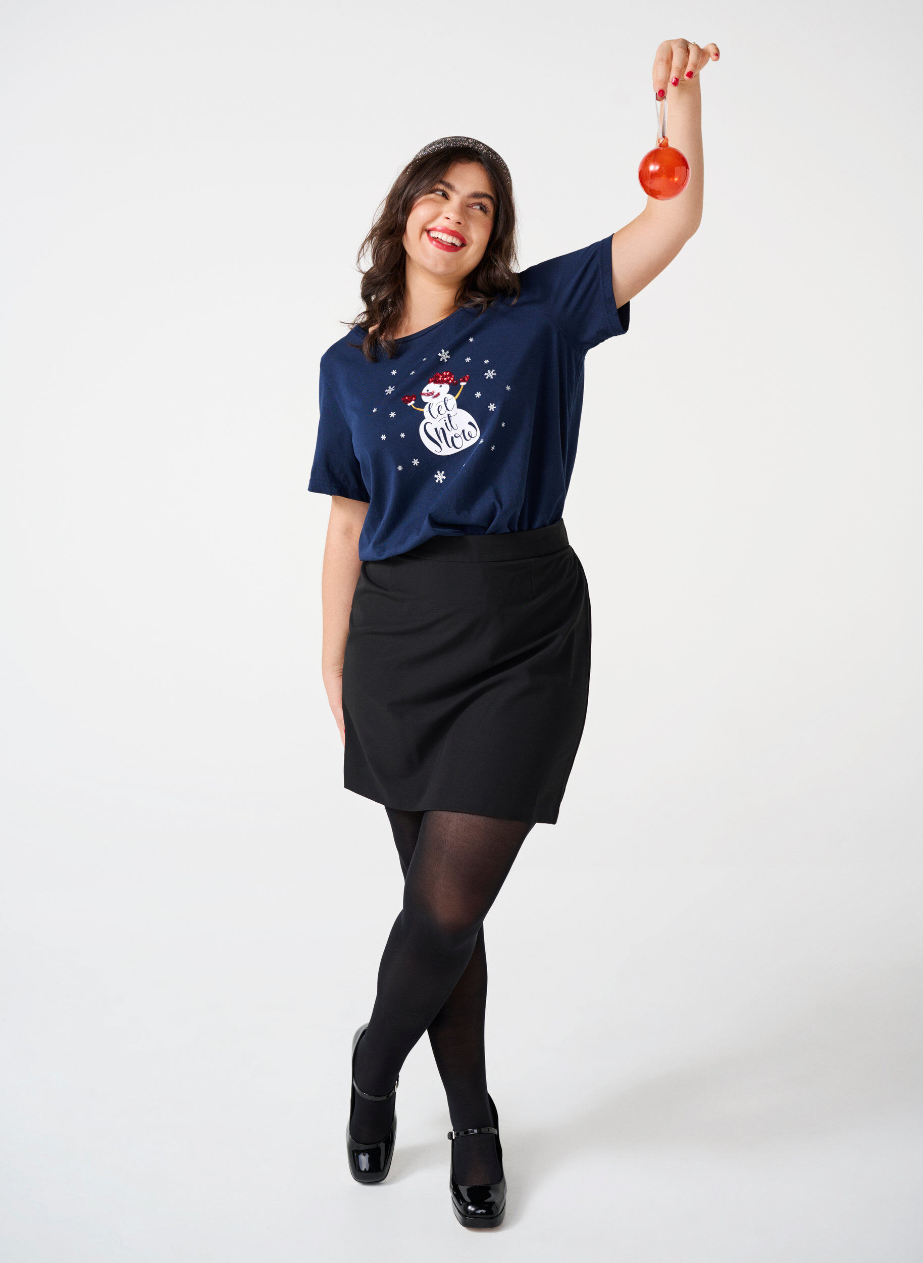 Zizzifashion Christmas t-shirts in 100% cotton, Navy B. w. LetItSnow, Image image number 0