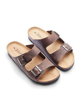 Leather sandals with wide fit, Brown, Packshot image number 3