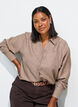 Loose shirt with V-neck, Brown, Model image number 0