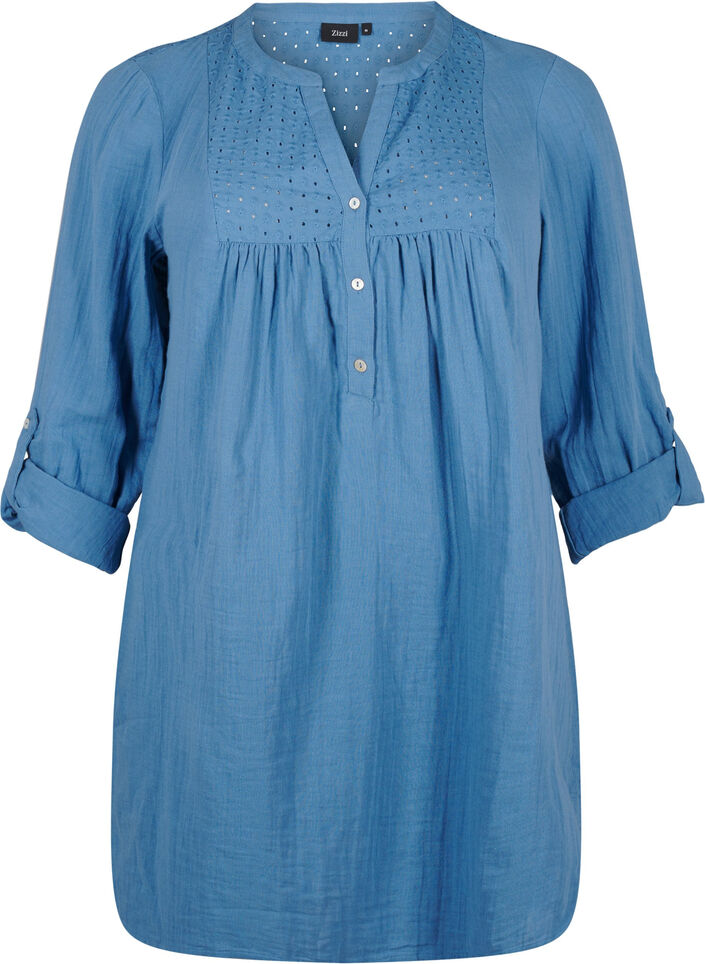 Cotton tunic with anglaise embroidery, Riverside, Packshot image number 0