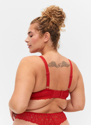 Padded bra with lace and cross detail, Red Ass., Model image number 1