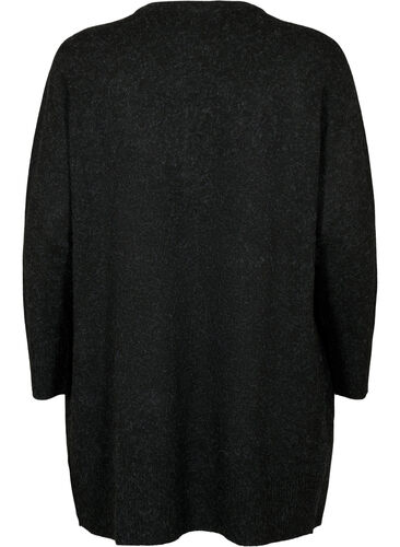 Mottled knit cardigan with pockets, Dark Grey Melange, Packshot image number 1