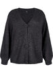 Short knitted cardigan with flower buttons, Dark Grey Melange, Packshot image number 0