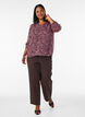 Blouse with floral print and glitter thread, Red, Model image number 1