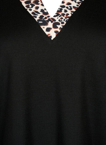 Long sleeve blouse with look a-like shirt, Black Leo AOP, Packshot image number 2