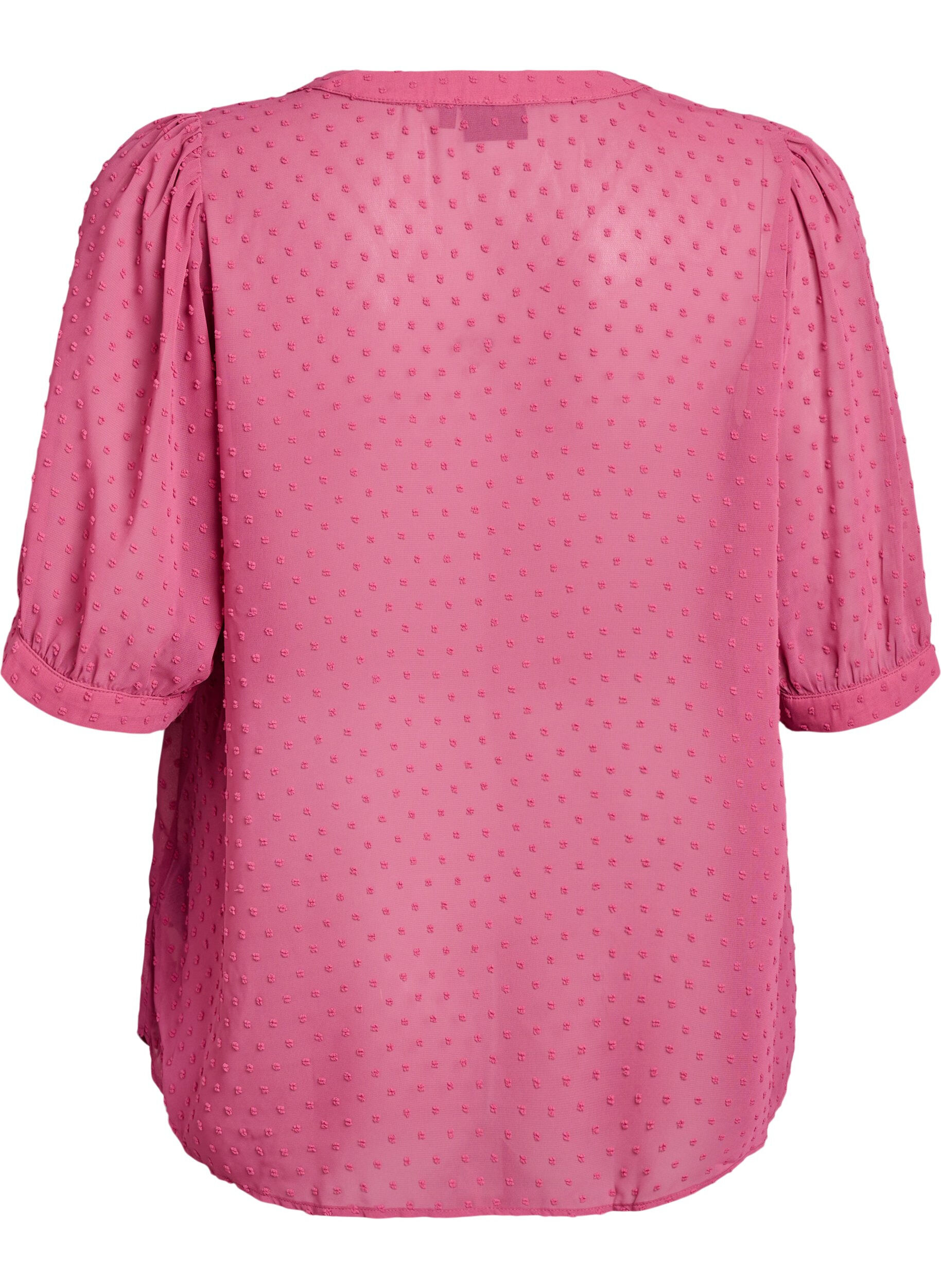 Zizzifashion Short-sleeved shirt blouse with dotted texture, Rose, Packshot image number 1