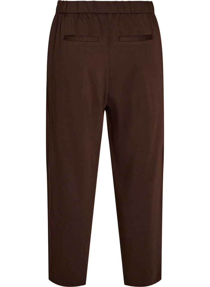 Loose jersey trousers with a high waist, Brown, Packshot image number 1