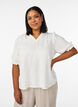 Blouse in linen and viscose with 1/2 sleeves, White, Model image number 0