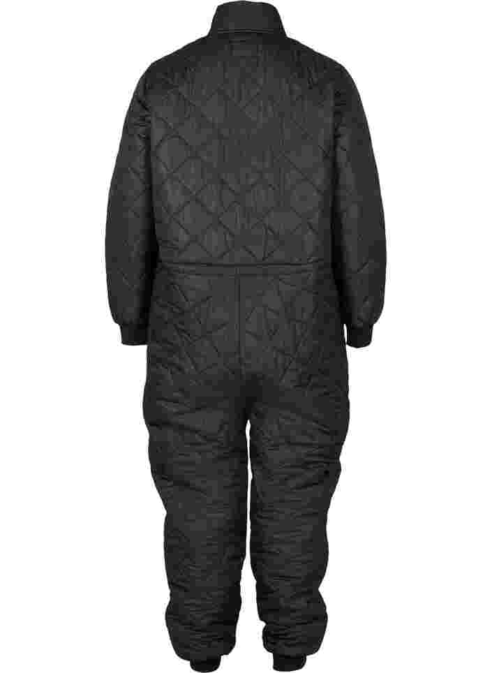Quilted thermal jumpsuit with adjustable waist, Black, Packshot image number 1