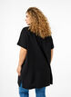 Long viscose shirt with short sleeves, Black, Model image number 1