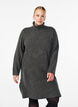 Short knitted dress with a turtleneck and ribbed texture, Dark Grey, Model image number 0