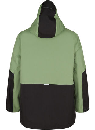Waterproof hooded hiking jacket, Hedge Green Comb, Packshot image number 1