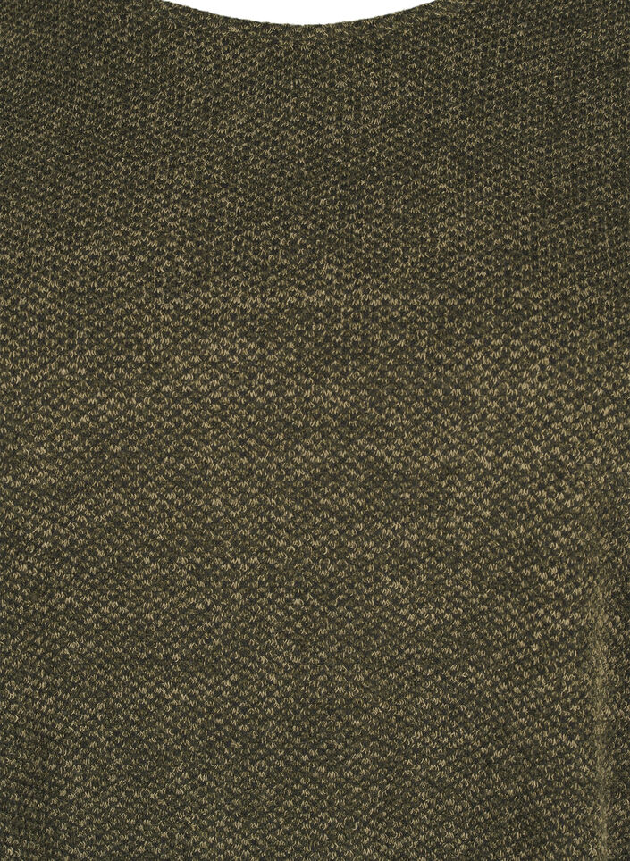 Melange blouse with round neck and long sleeves, Winter Moss, Packshot image number 2