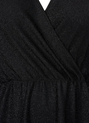 Glitter dress with wrap look and long sleeves, Black Black, Packshot image number 2