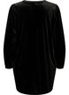 Long sleeve velour dress with v-neck, Black, Packshot image number 1