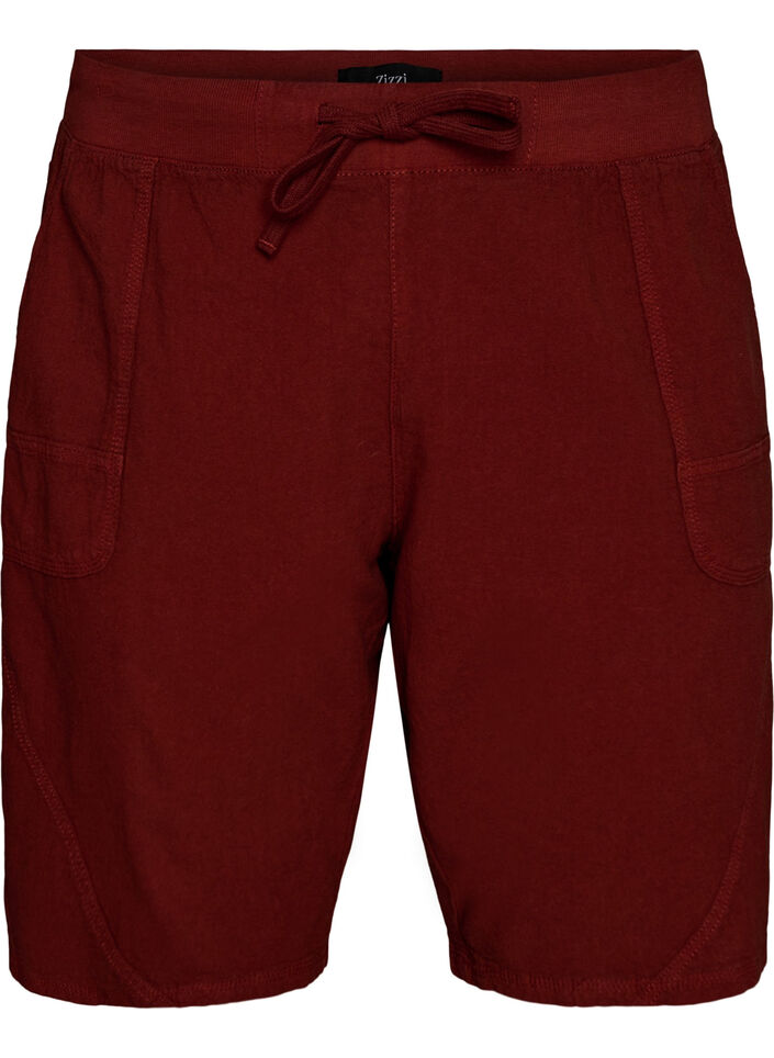 Loose cotton shorts with pockets, Red, Packshot image number 0