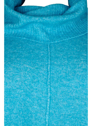 Long-sleeved knitted jumper with turtleneck, Malibu Blue Mel., Packshot image number 2