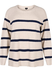Rib-knit sweater with stripes