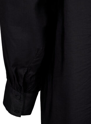 Viscose shirt dress with ruffles, Black, Packshot image number 3