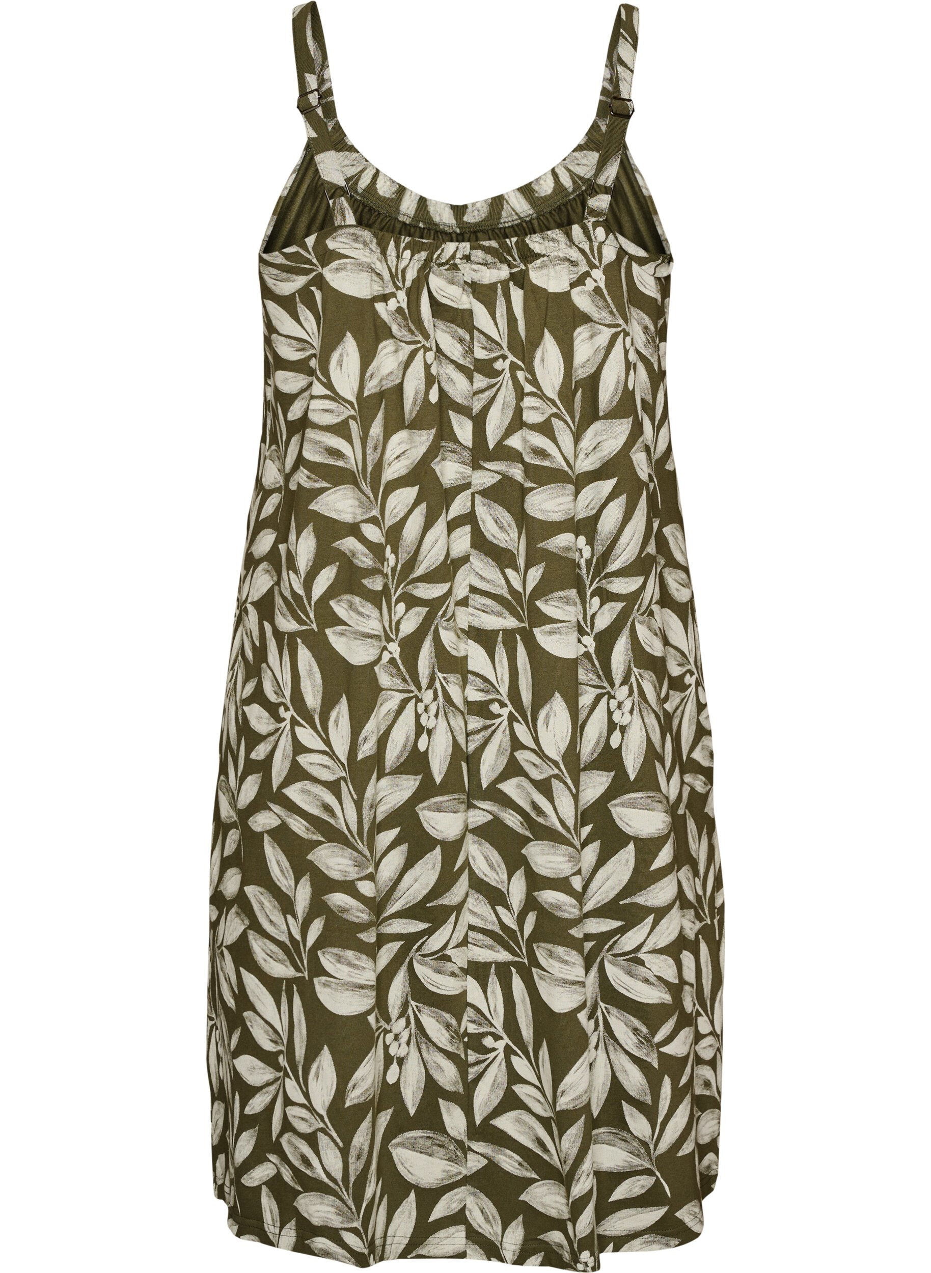 ZizzifashionKnee-length strap dress in organic cotton, Green, Packshot image number 1