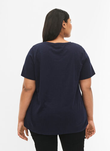 Cotton t-shirt with text print, Night Sky W. La, Model image number 1