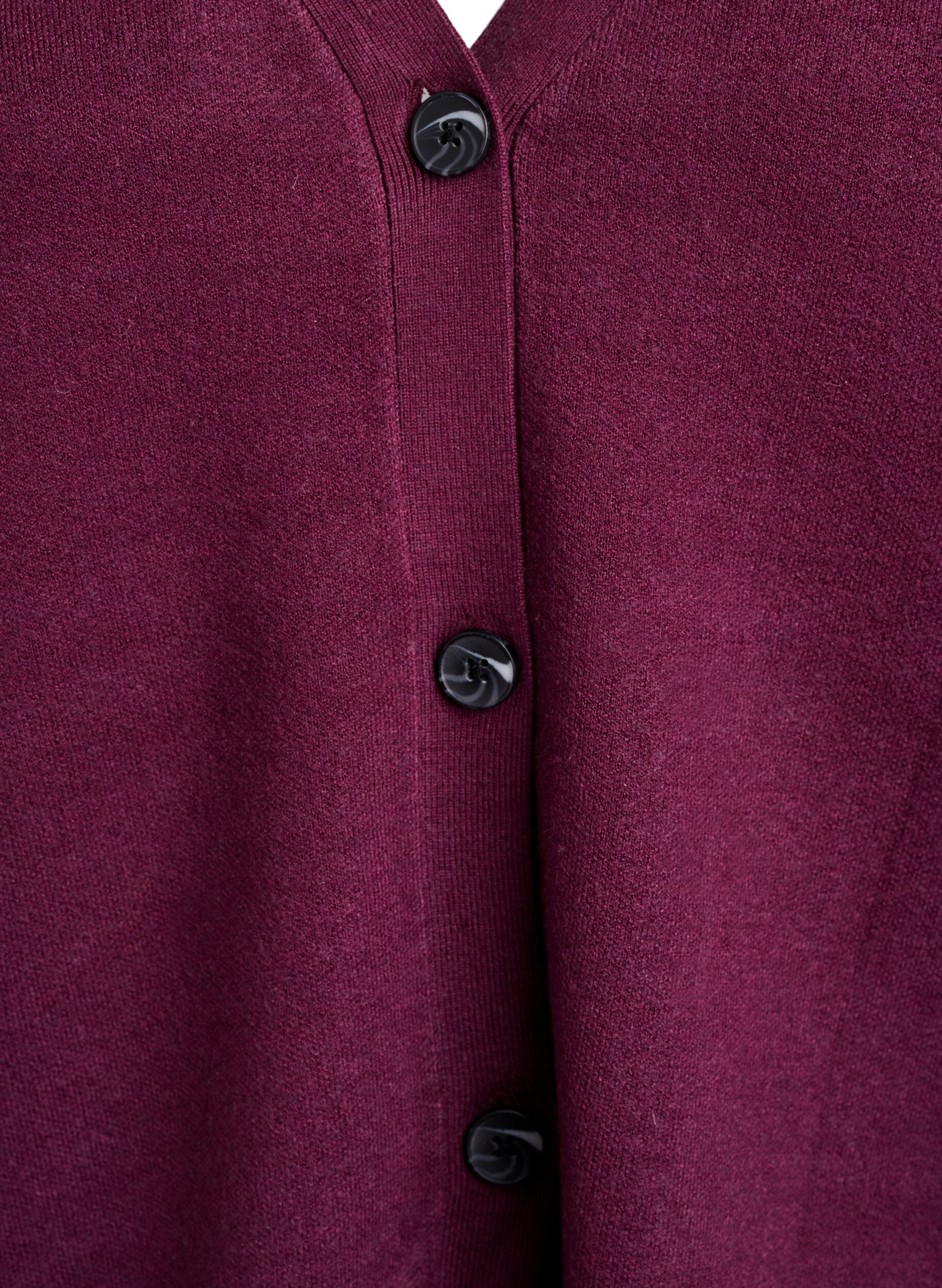 Zizzifashion Cardigan with v-neck and wide sleeves, Dark Bordeaux, Packshot image number 2