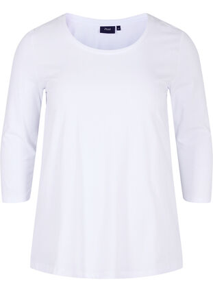 Basic t-shirt with 3/4 length sleeves, Bright White, Packshot image number 0