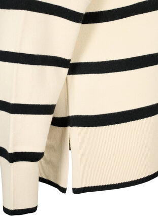 Pullover with stripes and high collar	, Birch w. Black, Packshot image number 3