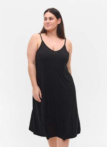 Long viscose beach dress, Black, Model image number 0