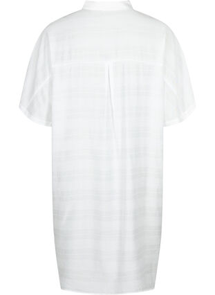 Long shirt in viscose with texture, Bright White, Packshot image number 1