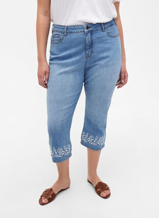 High-waisted Amy knickers with embroidery, Light blue denim, Model image number 2