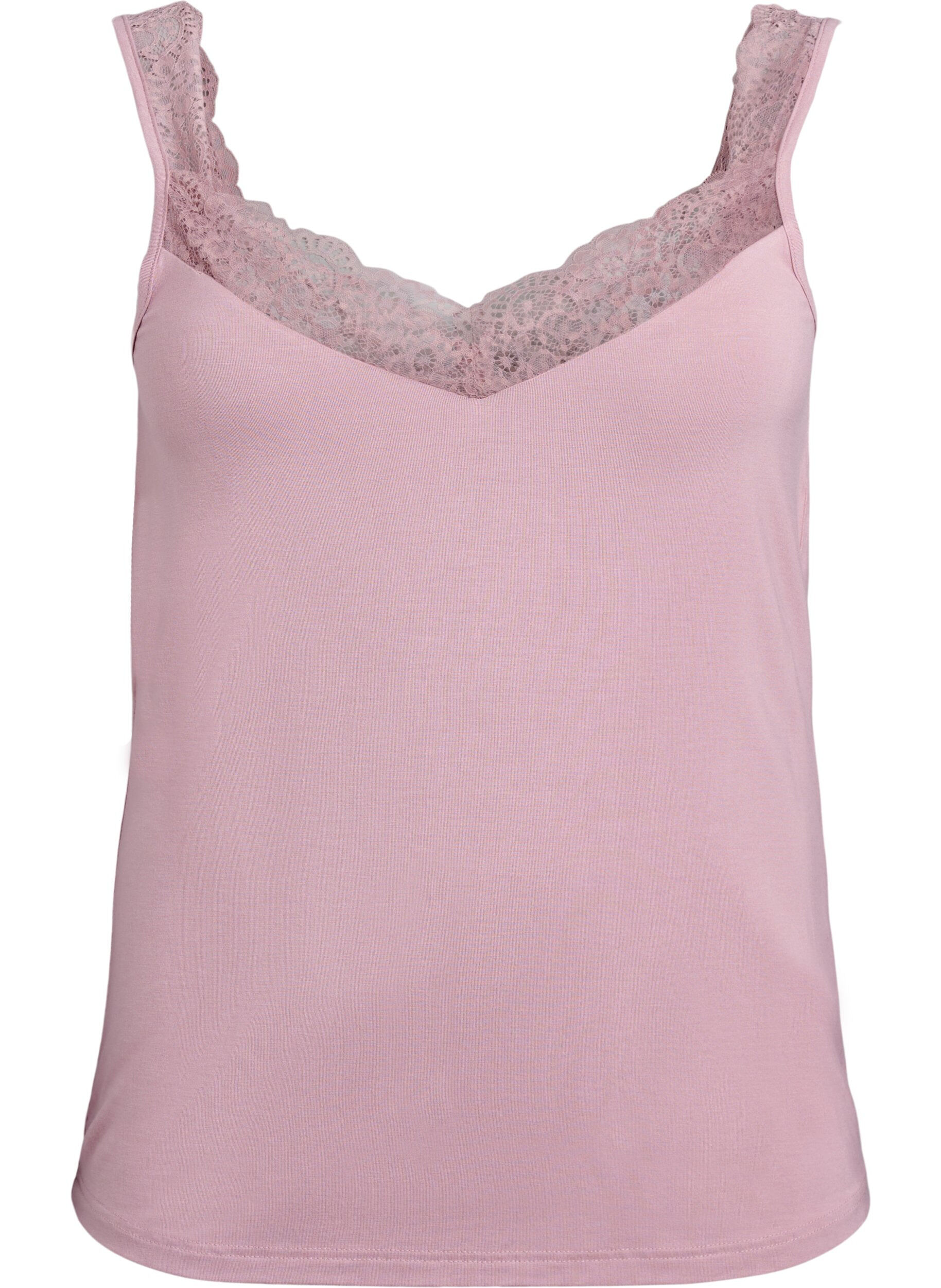 ZizzifashionViscose top with lace trim, Rose, Packshot image number 0