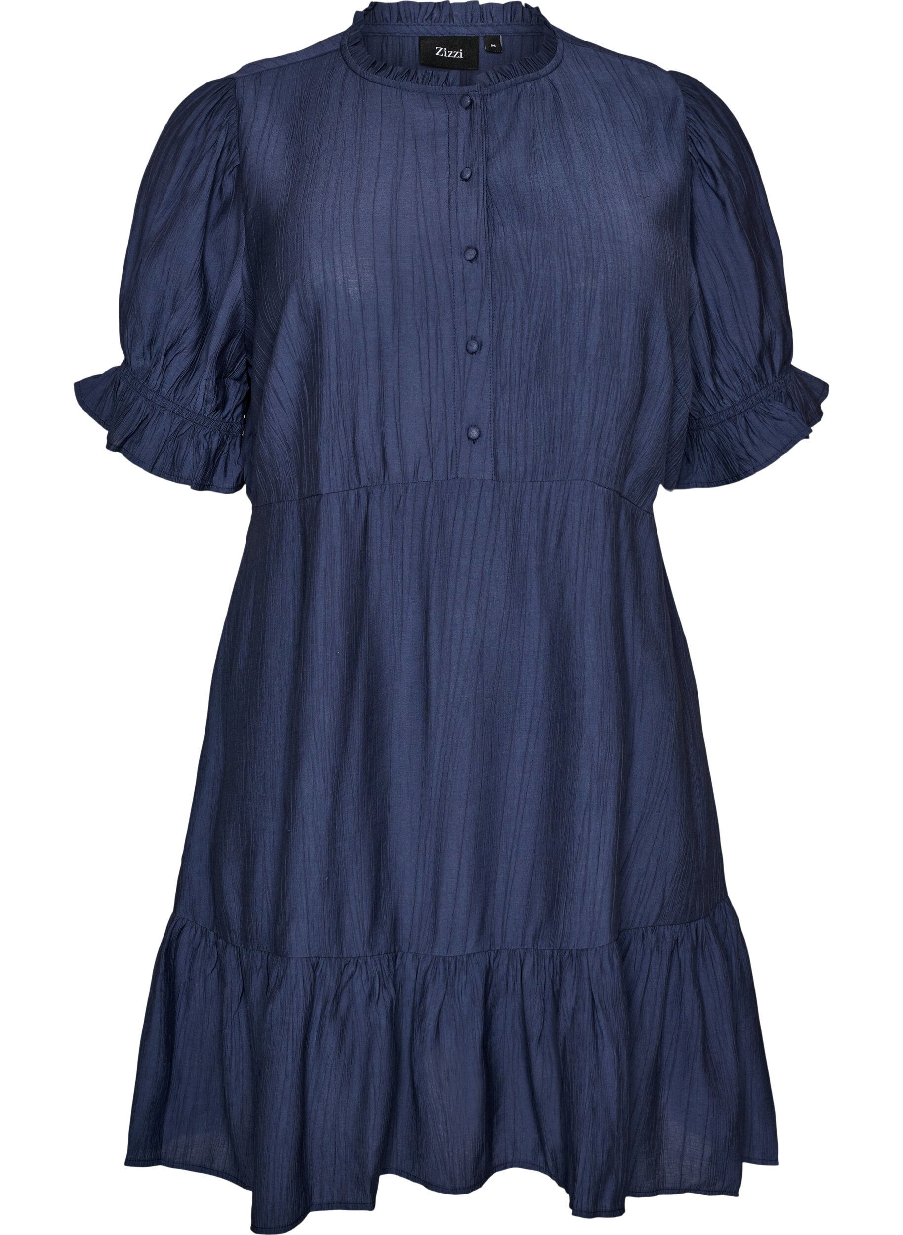 Short viscose dress with ruffle details