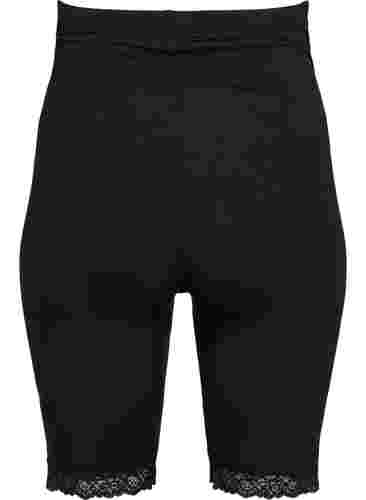 Pregnancy bike shorts with lace trim, Black, Packshot image number 1